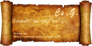 Csanády Géza névjegykártya