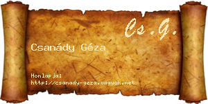 Csanády Géza névjegykártya
